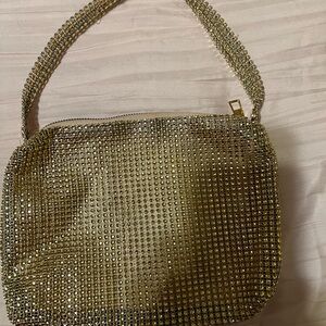 Gold Rhinestone Shoulder Bag for Evening Glam